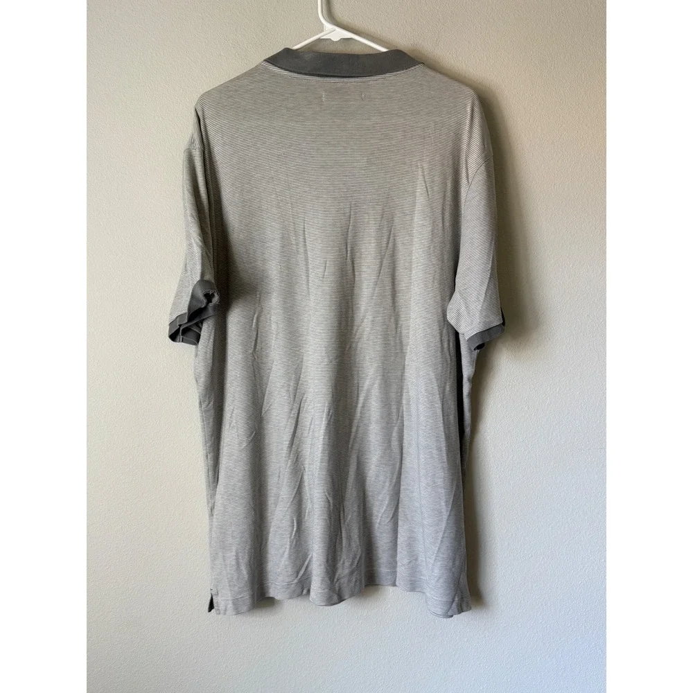 Banana Republic Luxury Touch Performance Polo Shirt XXL Tall Grey Stripe V-Neck